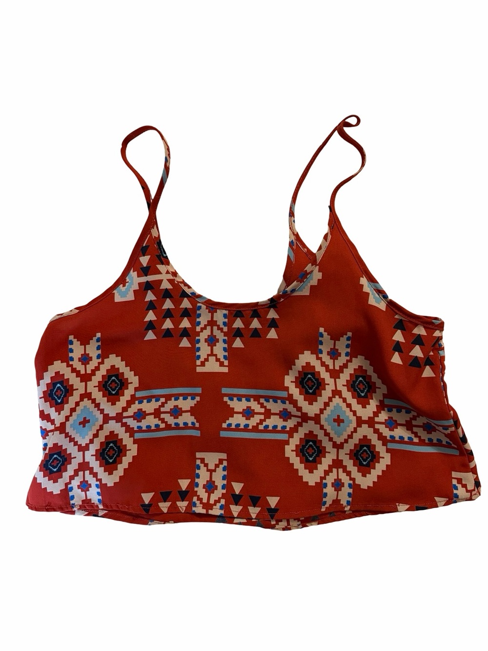 Wet Seal Rust Red Aztec Print Cropped Tank